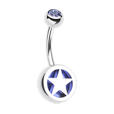 Star Colour Inlay Belly Rings - Basic Curved Barbell. Navel Rings Australia.