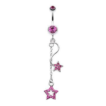 Shooting Star Galaxy Belly Button Ring - Dangling Belly Ring. Navel Rings Australia.