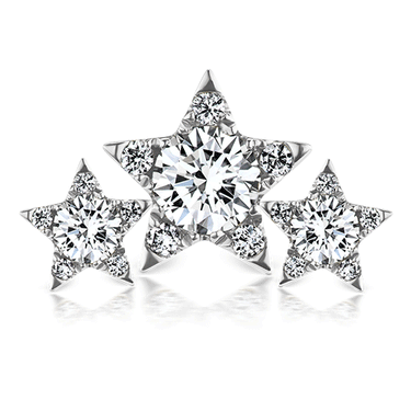 Diamond Three Star Garland Earstud by Maria Tash in 14K White Gold. Butterfly Stud.