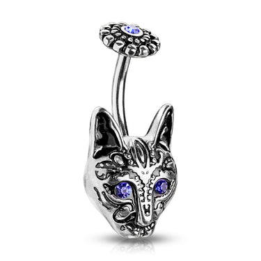 Egypts Bastet Cat Belly Bar - Fixed (non-dangle) Belly Bar. Navel Rings Australia.