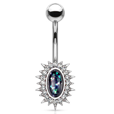 Regal Relics Opal Belly Bar - Fixed (non-dangle) Belly Bar. Navel Rings Australia.