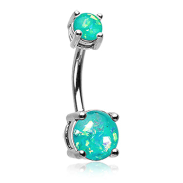 Classic Prong Opal Gleam Belly Bars - Basic Curved Barbell. Navel Rings Australia.