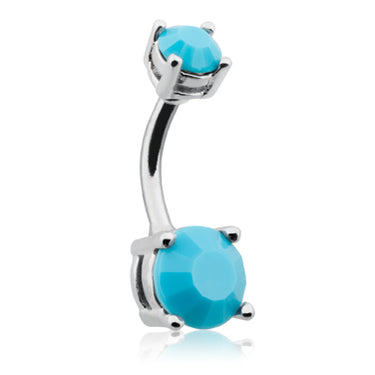 Pronged Turquoise Splendour Bar - Basic Curved Barbell. Navel Rings Australia.