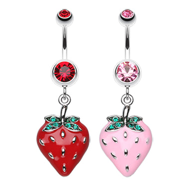 Strawberry Fruity Belly Button Ring - Dangling Belly Ring. Navel Rings Australia.
