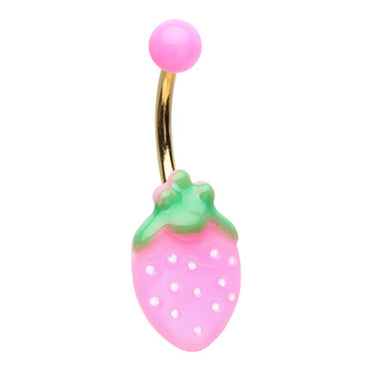 Berrylicious Strawberry Belly Bar - Fixed (non-dangle) Belly Bar. Navel Rings Australia.