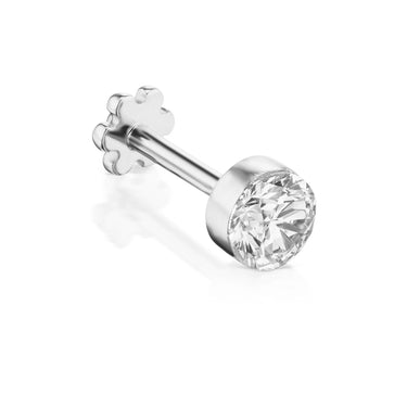 Invisible Set Diamond Threaded Stud Earring by Maria Tash in 18K White Gold. Flat Stud. - Earring. Navel Rings Australia.