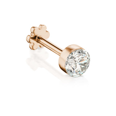 Invisible Set Diamond Threaded Stud Earring by Maria Tash in 18K Rose Gold. Flat Stud. - Earring. Navel Rings Australia.