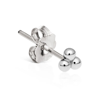 Ball Trinity Earring by Maria Tash in 14K White Gold. Butterfly Stud. - Earring. Navel Rings Australia.