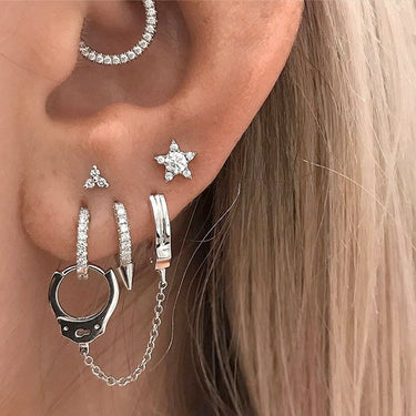 Diamond Trinity Threaded Stud Earring by Maria Tash in Gold - Earring. Navel Rings Australia.