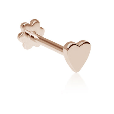 Threaded Heart Earring by Maria Tash in 14K Rose Gold. Flat Stud. - Earring. Navel Rings Australia.