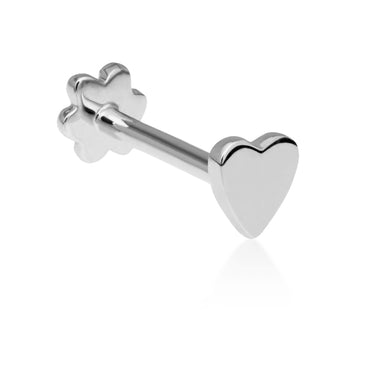 Threaded Heart Earring by Maria Tash in 14K White Gold. Flat Stud. - Earring. Navel Rings Australia.