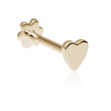 Threaded Heart Earring by Maria Tash in 14K Yellow Gold. Flat Stud. - Earring. Navel Rings Australia.