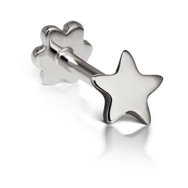 Threaded Star Earring by Maria Tash in 14K White Gold. Flat Stud. - Earring. Navel Rings Australia.