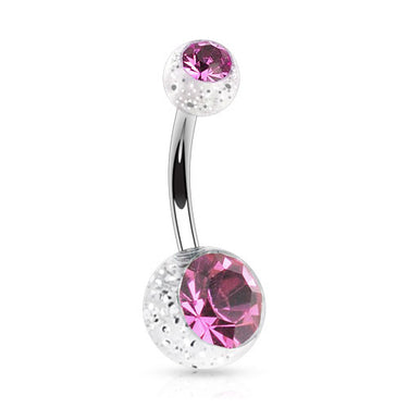 Glitter Gem Ball Belly Rings - Basic Curved Barbell. Navel Rings Australia.