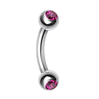 Double Mini Gem Bananabell Body Jewellery - Basic Curved Barbell. Navel Rings Australia.