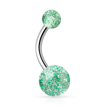 Glimmer with Glitter Belly Rings - Basic Curved Barbell. Navel Rings Australia.