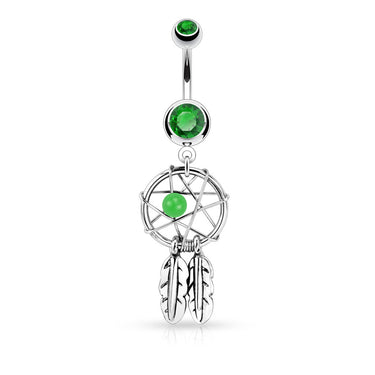 Dreamcatcher Belly Piercing Ring - Dangling Belly Ring. Navel Rings Australia.