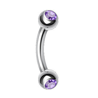 Double Mini Gem Bananabell Body Jewellery - Basic Curved Barbell. Navel Rings Australia.