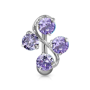 Crystal Vine Reverse Belly Button Bar - Reverse Top Down Belly Ring. Navel Rings Australia.