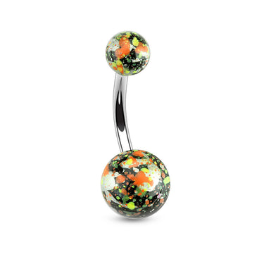 Splatter Ball Belly Button Bars - Basic Curved Barbell. Navel Rings Australia.