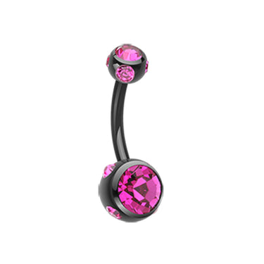 Mezzi Multi Gem Metallic Belly Bar - Basic Curved Barbell. Navel Rings Australia.