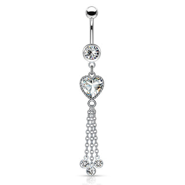 Khloe Heart Chandelier Belly Dangle - Dangling Belly Ring. Navel Rings Australia.