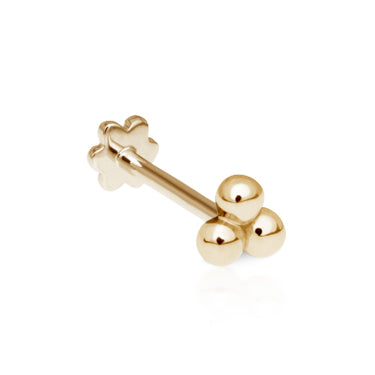 Ball Trinity Earring by Maria Tash in 14K Gold. Flat Stud. - Earring. Navel Rings Australia.