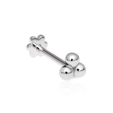 Ball Trinity Earring by Maria Tash in 14K White Gold. Flat Stud. - Earring. Navel Rings Australia.