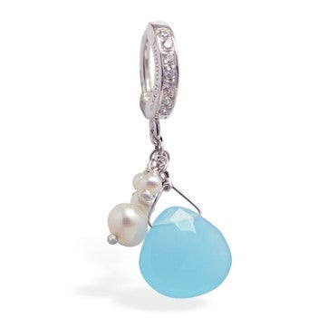 TummyToys® Caribian Pearl Navel Jewellery - TummyToys® Patented Clasp. Navel Rings Australia.