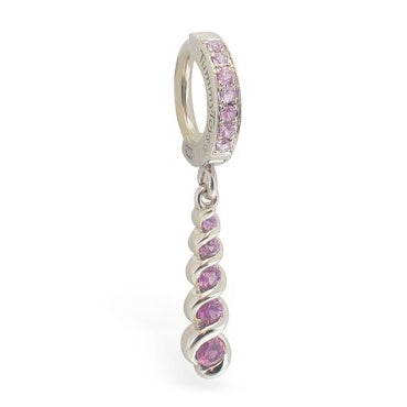 TummyToys® Solid White Gold Genuine Pink Sapphire Belly Dangle - TummyToys® Patented Clasp. Navel Rings Australia.