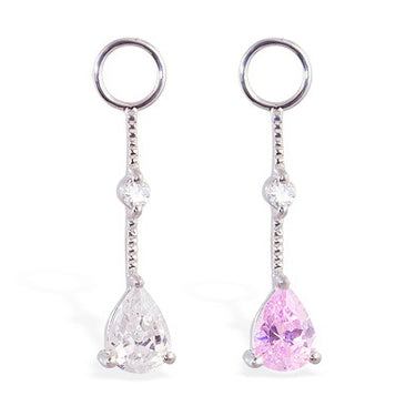 TummyToys® Cubic Zirconia Diamond Drop Swinger Charm - TummyToys® Swinger Charm. Navel Rings Australia.