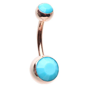 Rose Gold Turquoise Classique Belly Rings - Basic Curved Barbell. Navel Rings Australia.