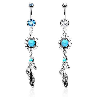 Sunburst Dreams Dangly Navel Rings - Dangling Belly Ring. Navel Rings Australia.