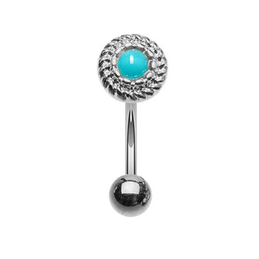 16g Petite Roped Turquoise Reversible Belly Bar - Reverse Top Down Belly Ring. Navel Rings Australia.