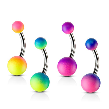 Tutti Frutti Rubber Ball Belly Rings - Basic Curved Barbell. Navel Rings Australia.