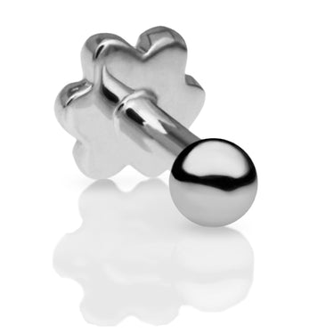 Ball Earring by Maria Tash in 14K White Gold. Flat Stud. - Earring. Navel Rings Australia.