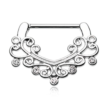 Victorian Filigree Sparkle Nipple Clicker - Nipple Ring. Navel Rings Australia.