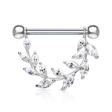 Crystal Vinnì Vine Drop Nipple Bar - Nipple Ring. Navel Rings Australia.