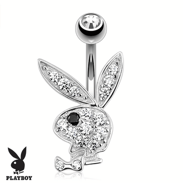 Official Playboy Belly Ring in 14K White Gold