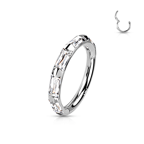 Baguette Segment Earring in 14K White Gold