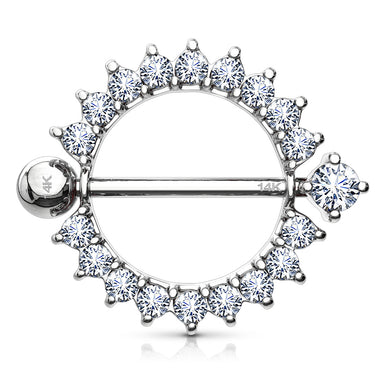 Sunburst Nipple Ring in 14K White Gold - Nipple Ring. Navel Rings Australia.