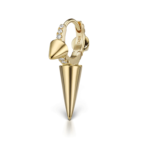 Triple Long Spike Diamond Eternity Hoop Earring by Maria Tash in Yellow Gold