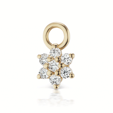 Diamond Flower Charm by Maria Tash in Yellow Gold.