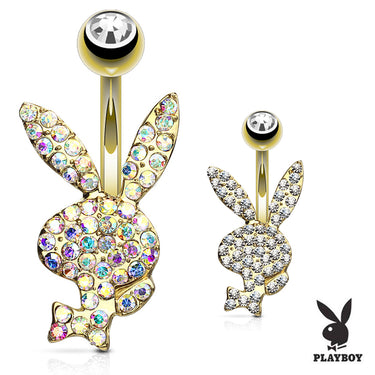 Official ©Playboy Motley Belly Rings with Gold Plating - Fixed (non-dangle) Belly Bar. Navel Rings Australia.