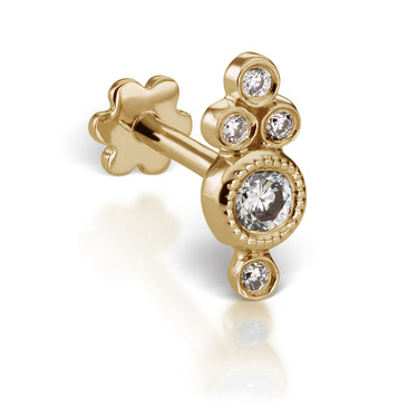 Four Diamond Trinity Earring by Maria Tash in 18K Yellow Gold. Flat Stud. - Earring. Navel Rings Australia.