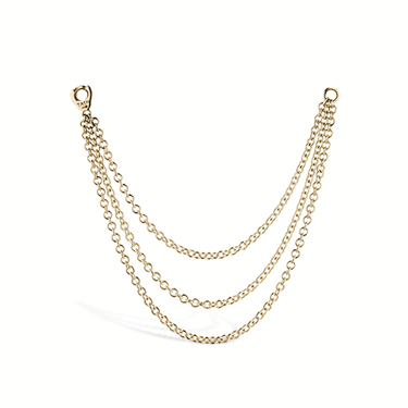 Long Triple Chain Connecting Charm by Maria Tash in Yellow Gold