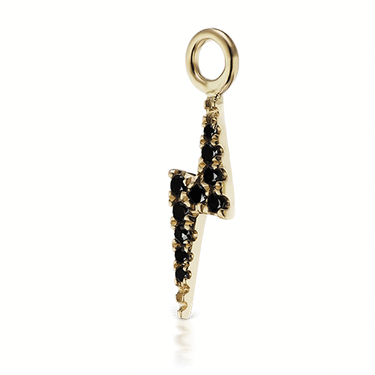 Black Diamond Lightning Bolt Charm by Maria Tash in Yellow Gold.