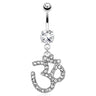 Glitter Bomb of OM Dangly Belly Bar - Dangling Belly Ring. Navel Rings Australia.